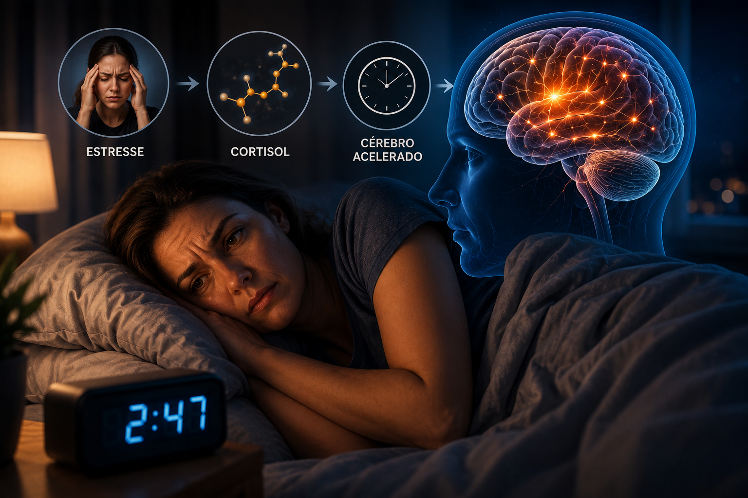 Entenda por que o estresse e o excesso de cortisol impedem o cérebro de desacelerar na hora de dormir