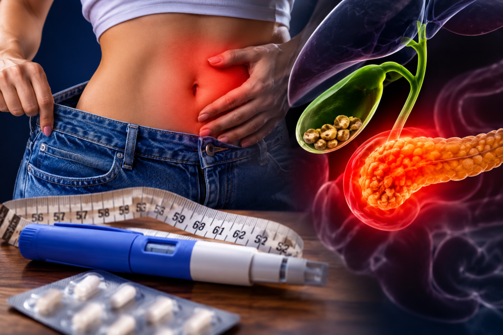 Perda de peso rápida e cálculos na vesícula aumentam o risco de pancreatite por emagrecedores | revistasaudeemforma.com.br imagem 1024x683
