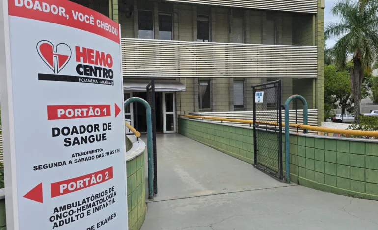Hemocentro de Marília emite alerta de estoque crítico e faz apelo urgente por doações de sangue