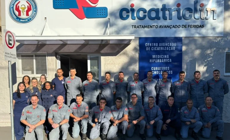 Santa Casa de Marília recebe bombeiros para teste de mergulho em câmara hiperbárica